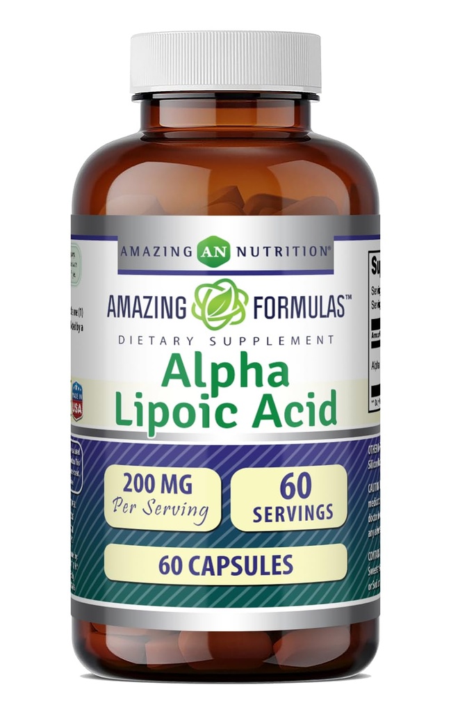 Amazing Formula Alpha Lipoic Acid 124; 200 Mg Suplement 12.4; Capsules 12.4; Non-GMO 124; Gluten- Free 124; Dibuat di USA (1 Pack, 60)