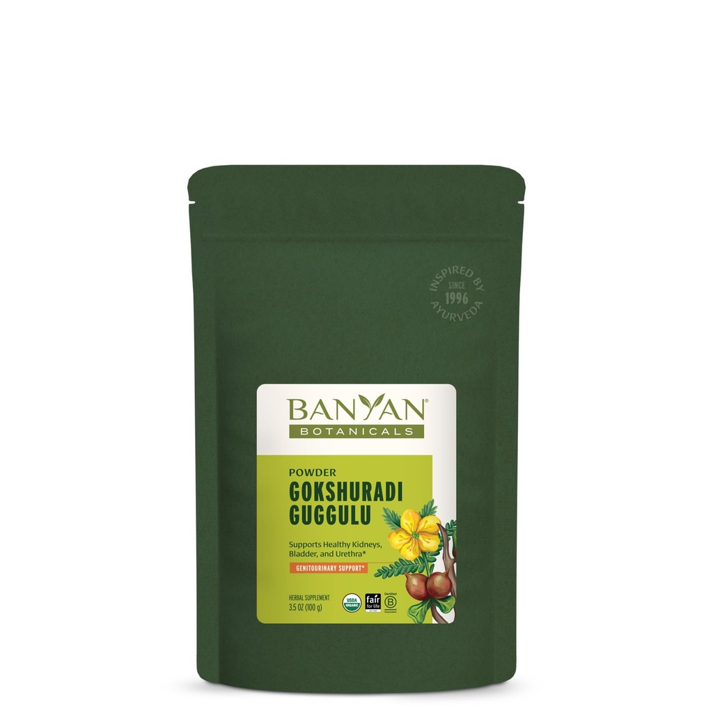 Banyan Botanicals Gokshuradi Guggulu Powder - Organic Ayurvedic Suplemen Guggulu & Gokshura - for Healthy Urinary Tract and Ginjal Dupney * - 3.5 oz - Nor-GMO Desurined Vegan