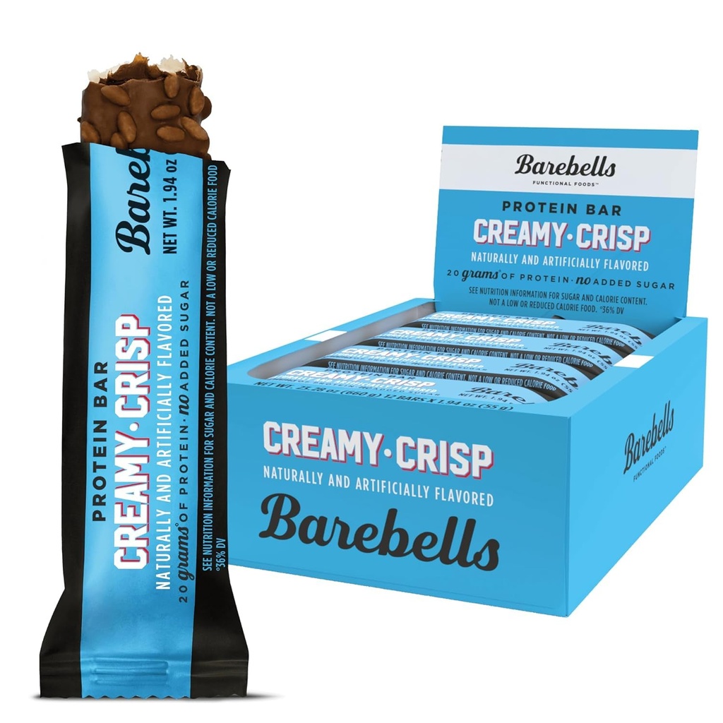 Barebells Protein Bars Creamy Crisp - 12 Count, 20g High Protein Treat - Chocolate Nutrection Bar dengan 1g Total Sugars - On- TheGo Breakfast atau Posttout Snack