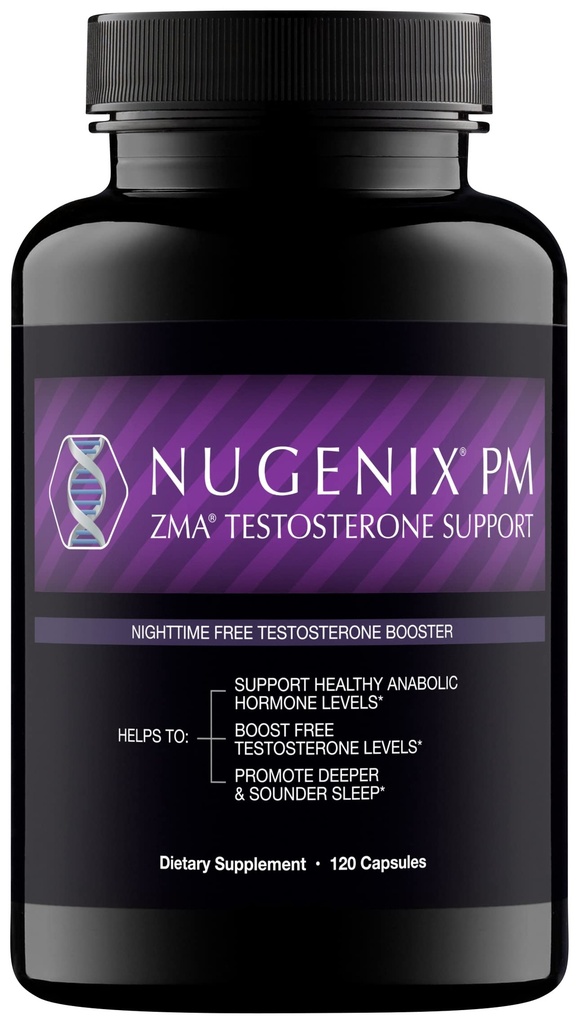 Nuclex PM ZMA - Nighttime Free Testosterone Booster and Sleep Dupport, 120 Count