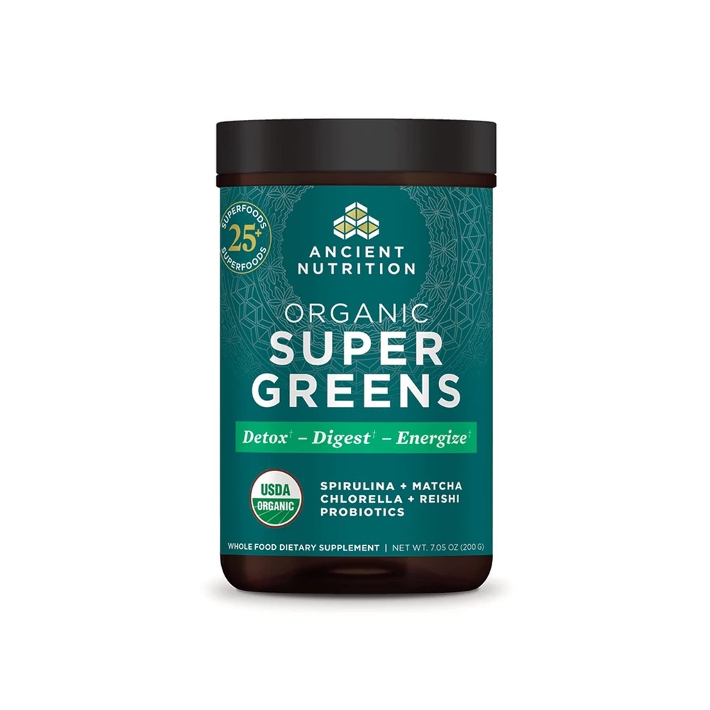 Nutrition Super Greens Powder Kuno, Powder Superfood Organik dengan Progres Dibuat dengan Spirulina, Chlorella, Matcha, dan Enzymes Digevital, 25 Servis, 7.05oz