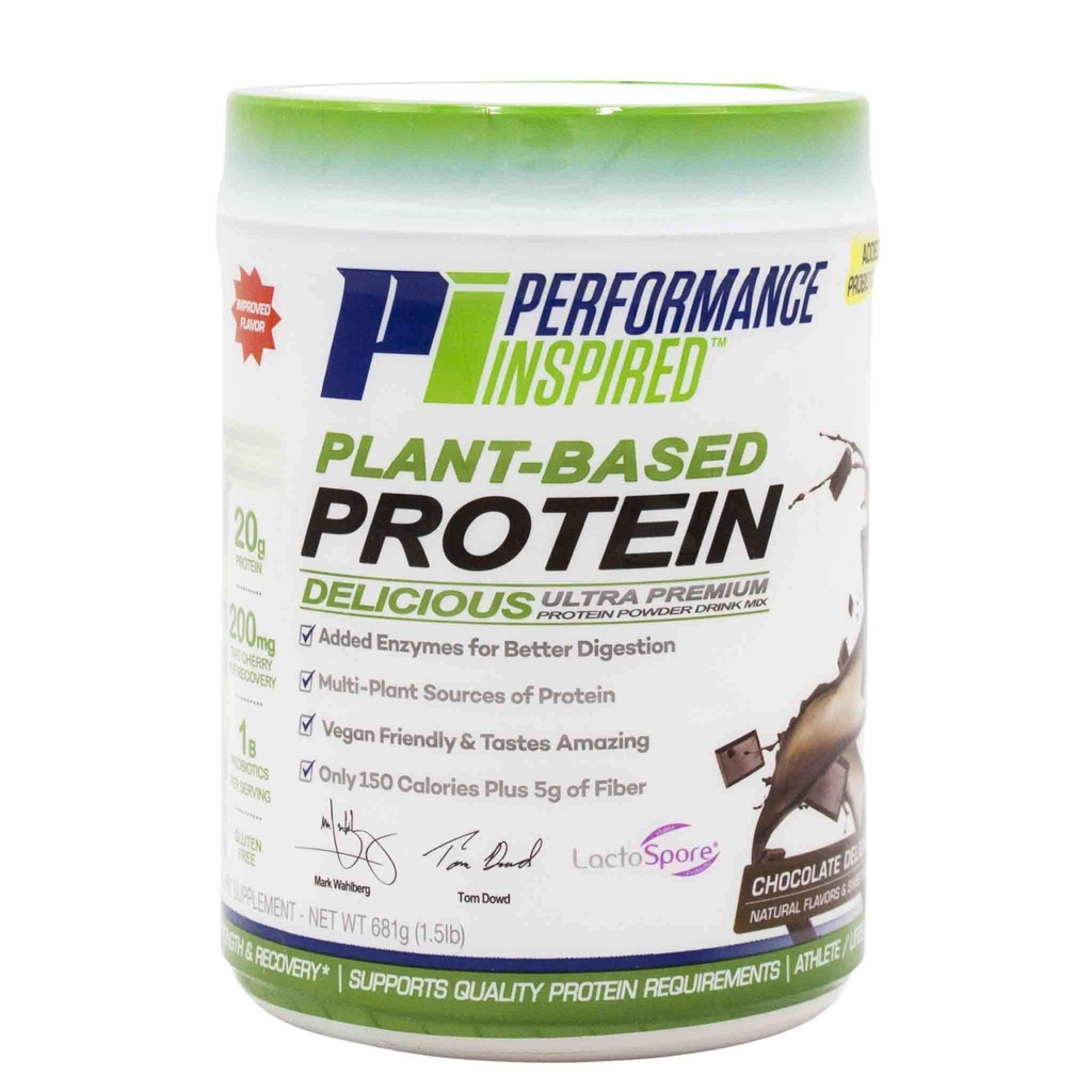 Performance Inspired Nuttrition Plant Powder - All Natural - 20G Protein - 1B Progrees - Digetical Enzymes - Fiber Packed - Gluten Free - Chocolate Dess - 1.5lb