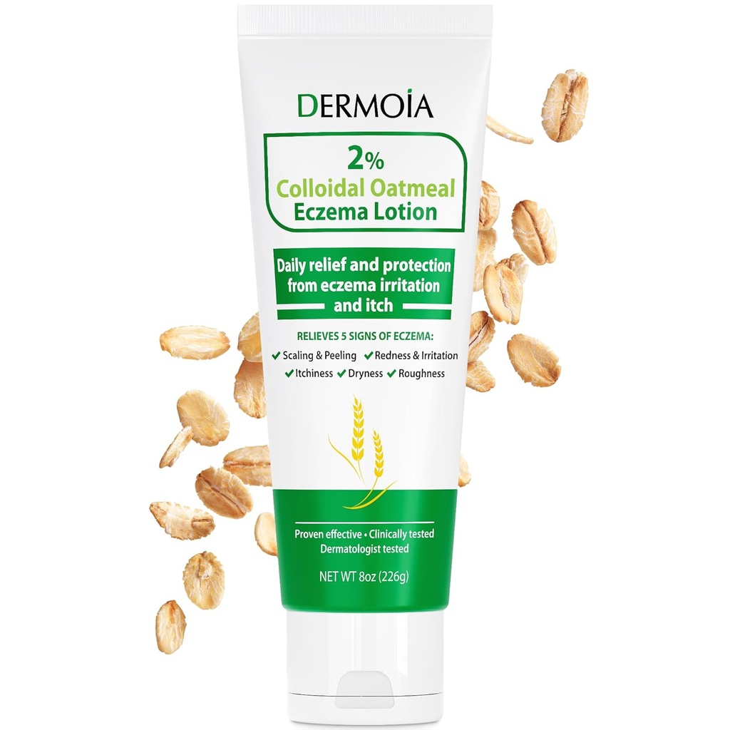 2% Colloidal Oatmeal Eczema Lotion - Soothing and Moisturizing Anti- Itch Cream & Body Lotion with Aloe Vera, Shea and Glycerin - Nqueshing Eczema Cream for Superior Relief and Protection 8oz