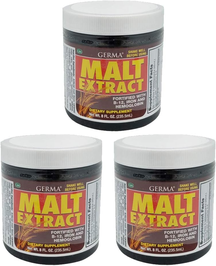 Germa Malt Extract. Tambahan Diet. Dibentuk dengan Vitamin B12, Besi dan Hemofil. Tinggi di Antioksidan. 8 dolar. Paket 3.