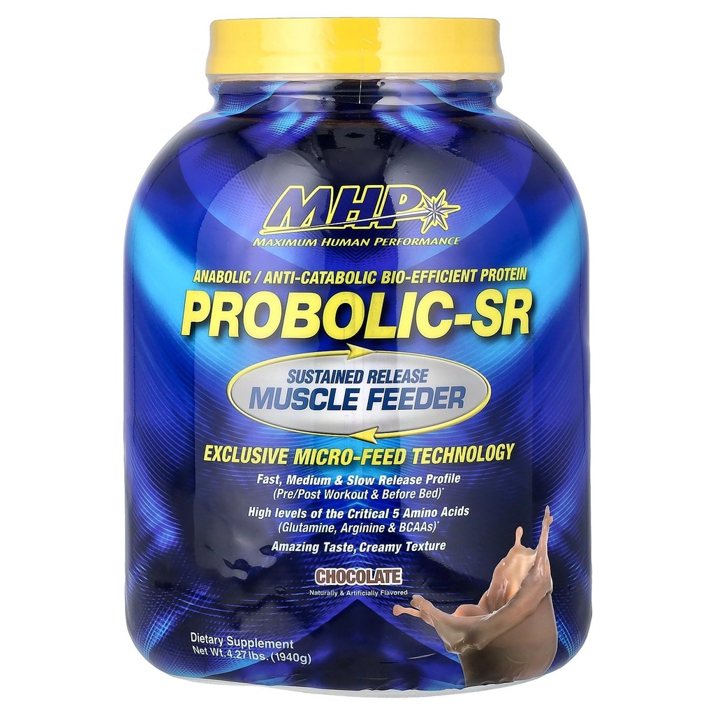 Maximum Human Performance Probolic- SR Dilengkapi Rilis Protein Powder, 24g Protein, BCAAs, Glutamine, Arginine, Preminout, Post-Workout, Protein Malam, 4lbs, 52 Servings, Chocolate