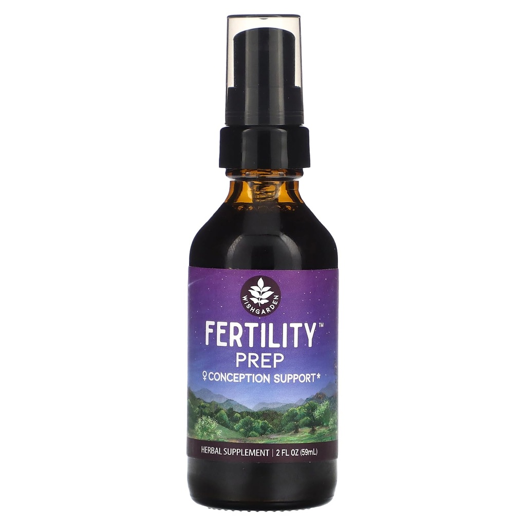 WishGarden Herbs Fertilitas Prep - All- Natural Fertility Herbal Suplement with Vitex, Red Maca & Raspberry Leaf, Pasokan Hormone Sehat untuk Perempuan, Optimal Uterine Health & Conception, 2oz