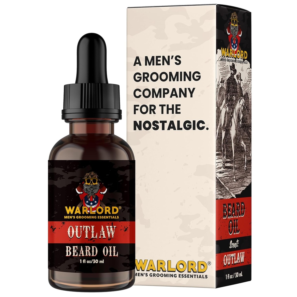 Warthour Beard Oil & Beard Softer for Men - Beard Moisturizer & Natural Beard Oil to Reduce Itchy Skin, Tame Hair and Manage Frizz - Outlaw, 1 Fl Oz