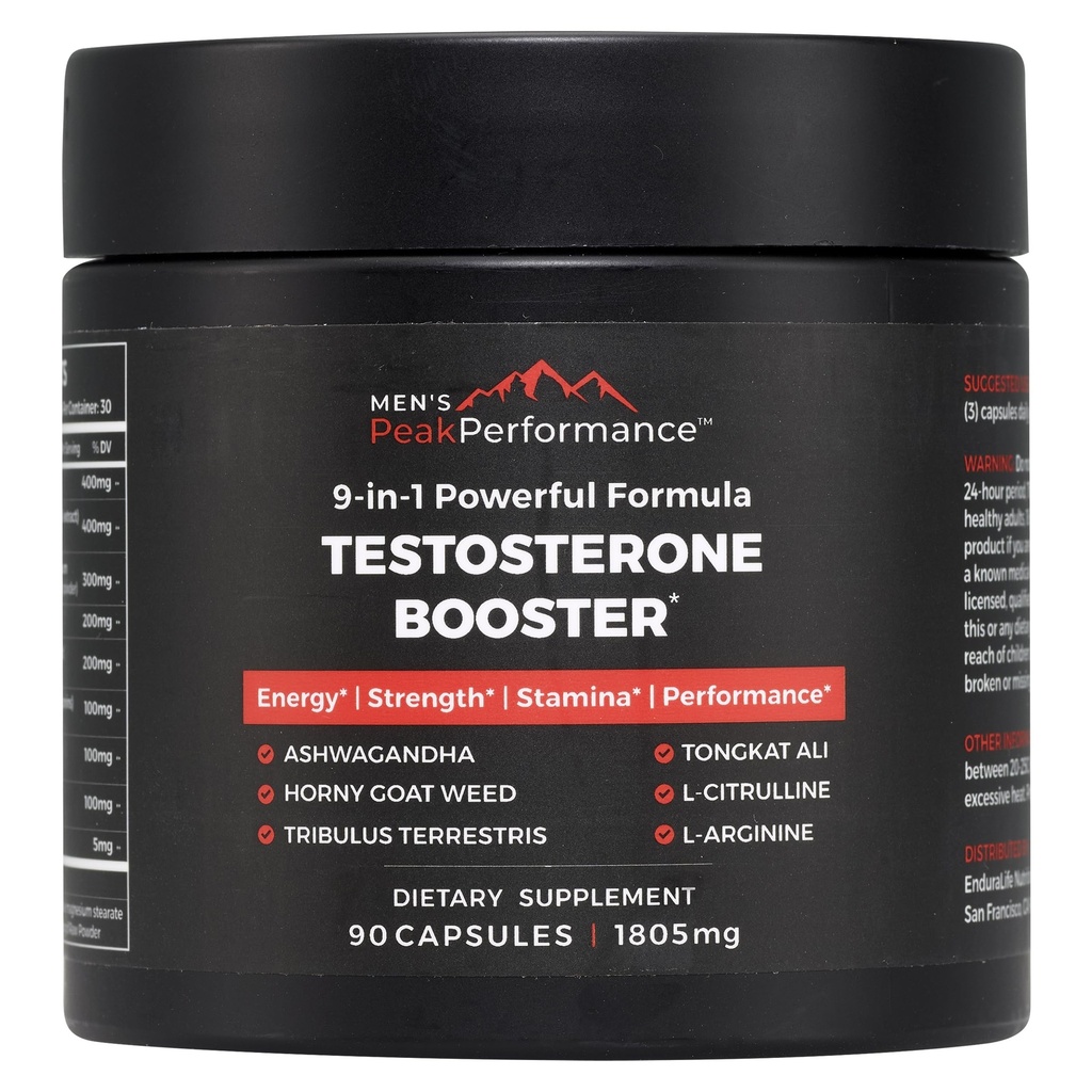 Perbaikan Testosteron Booster untuk Pria - Boost Stamina, Muscle Growth, Energy, Power, Endurance & Drive - Ashwagandha, Tribulus, L- Arginine, Tonkat Ali- 90 Kapsul