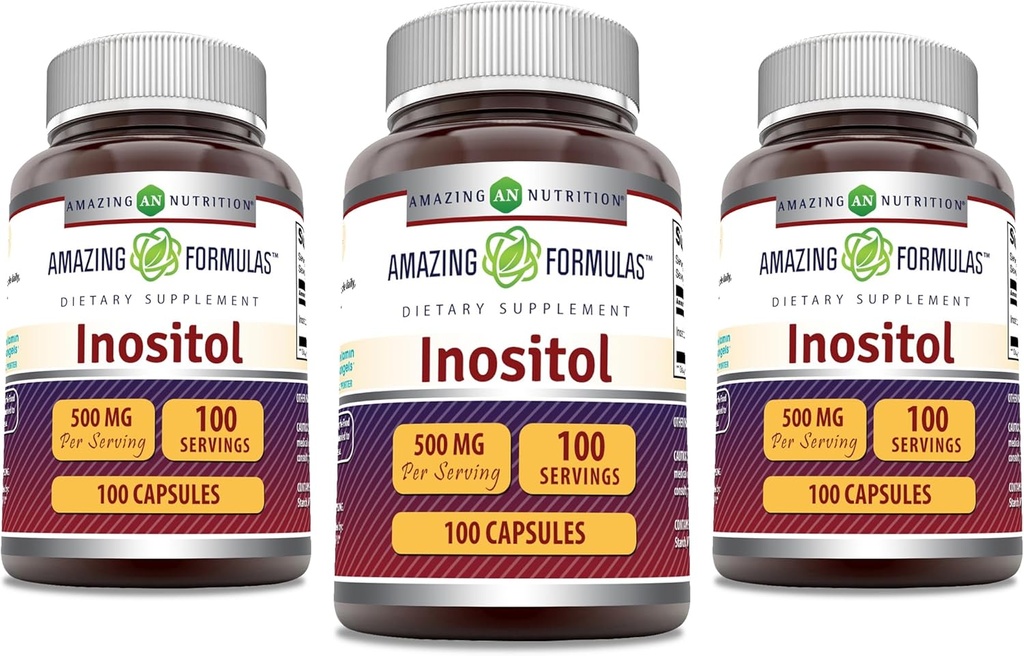 Luar biasa Formulas Inositol 500 Mg 124; Capsules Suplemen 126; Non-GMO 124; Gluten- Free 124; Made in USA (Pack of 3 124; 100 Count)