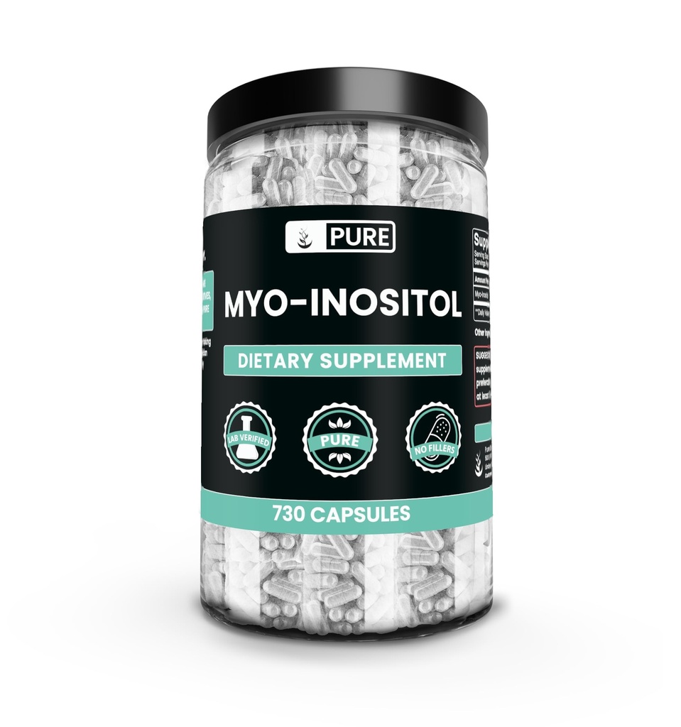 Murni Bahan Myo- Inositol (730 Capsules) Tanpa Magnesium Atau Pengisi Rice, Selalu Murni, Lab Verifikasi