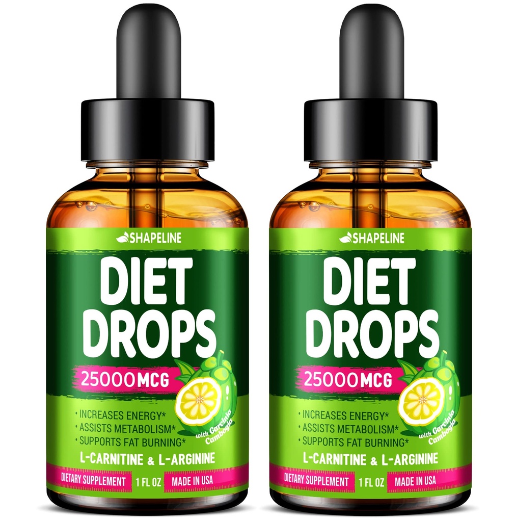(Pack of 2) Diet Drops - Made in USA - Appetit Supresan untuk Perempuan & Pria - Natural Metabolisme Booster - Diet Drops with Garcinia Camigia, L- Arginine & L- Glutamine 1 Fl Oz