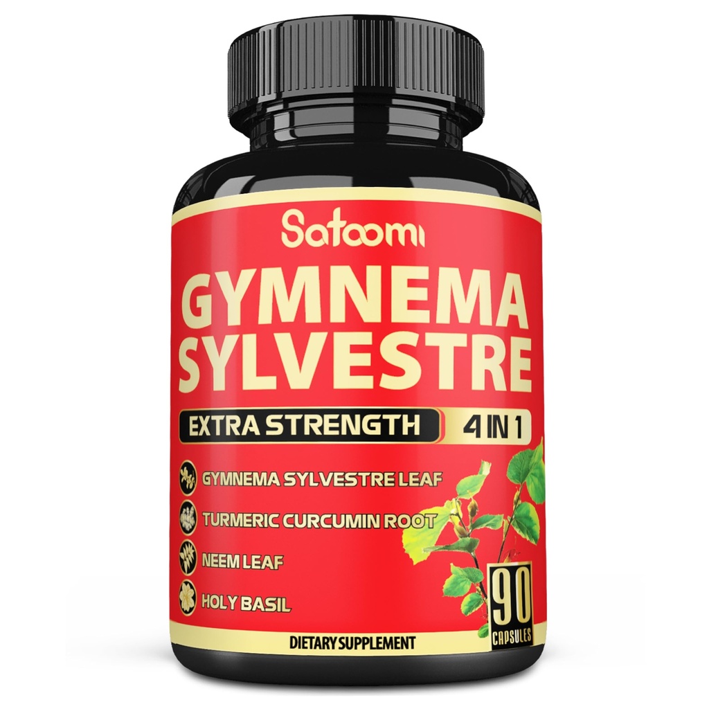 Satoomi Pure Gymnema Sylvestre Capsules Extract - 90 Capsules untuk 3-Bulan - Digabungkan dengan Neem Leaf, Holy Basil & Turmeric Curcumin Root