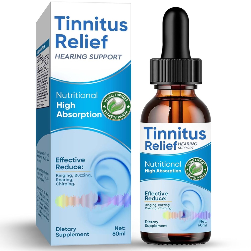 Relief Tinnitus untuk Telinga Ringing, Ingrediens Natural Relief Ear Drops for Ear Infection, Herbal Eardrops for Dewasa, Children, Reduce Ear Noise & Improve Hearing, 60ml- Blue