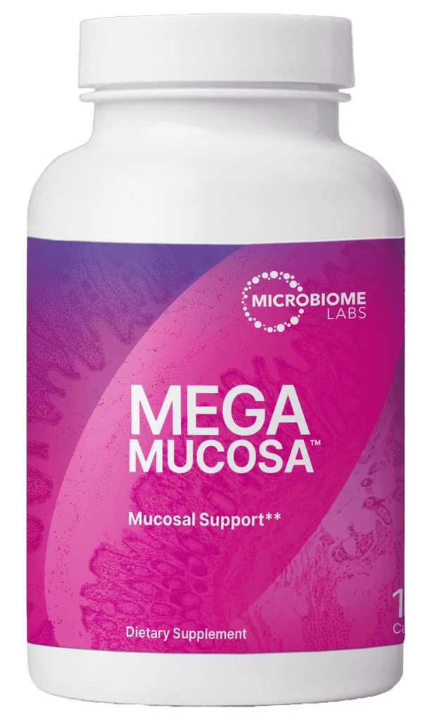 Microbiome Labs MegaMucosa - Amino Acids Suplemen dengan Dairy- Free Immunoglobulin - Gut Health + Imune Dukungan untuk Perempuan & Men - untuk Complete Mucosal Dukungan (180 Capsules)