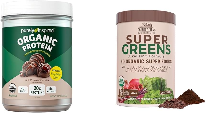 Murni Terinspirasi Powder Organic Protein dan Negara Farms Super Greens Minum Mix Bundle (16 + 20 Servis)