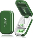 Pill Cutter for Small or Large Pills & Tablet Vitamin Design in The USA.with Detaclyable Silicone pad dan Sailence Buckle Design Easy to Open. (Olive)