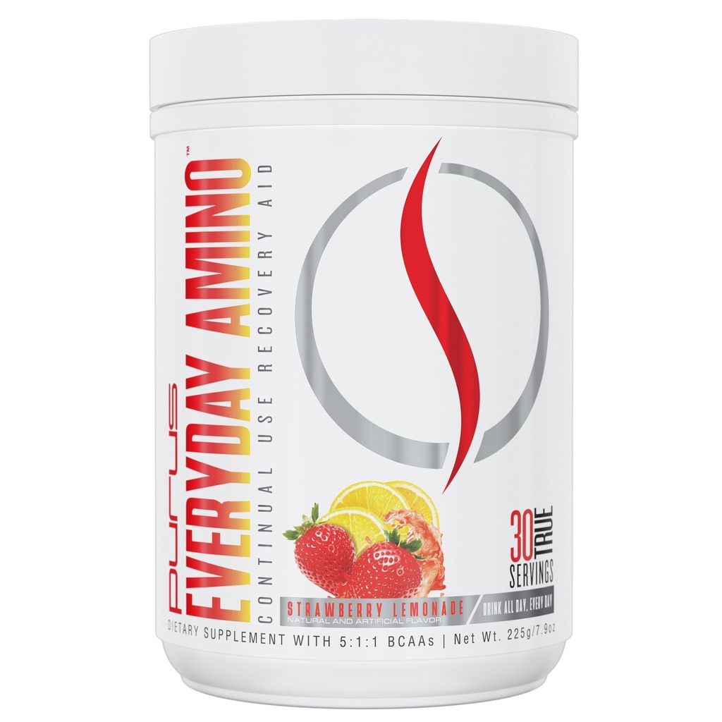 Tiap hari Lab Amino BCAA Powder 124; Amino Acids untuk Hidration Muscle & Recovery 124; Sugar Free & Gluten Free 124; 30 Servings (Strawberry Lemonade)