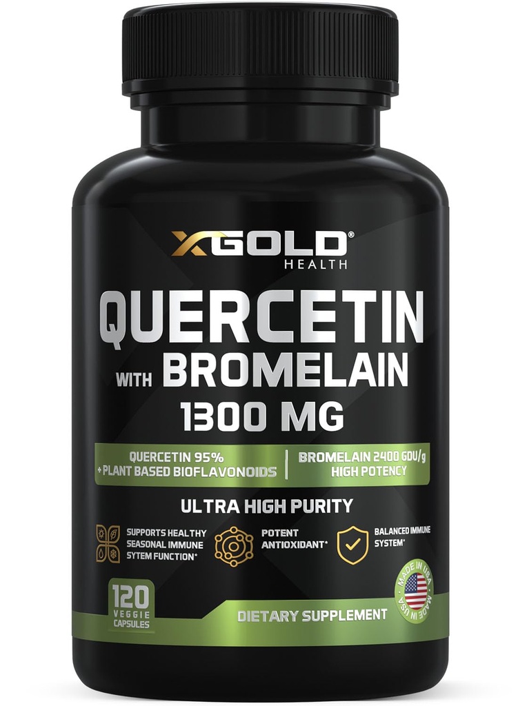 Quercetin + Bromelain 1.300mg - Quercetin: 95% - Sangat Purified dan Sangat Bioavale Plus Bromelain 2.400 GDU / g - Made in USA £124; 120 Caps