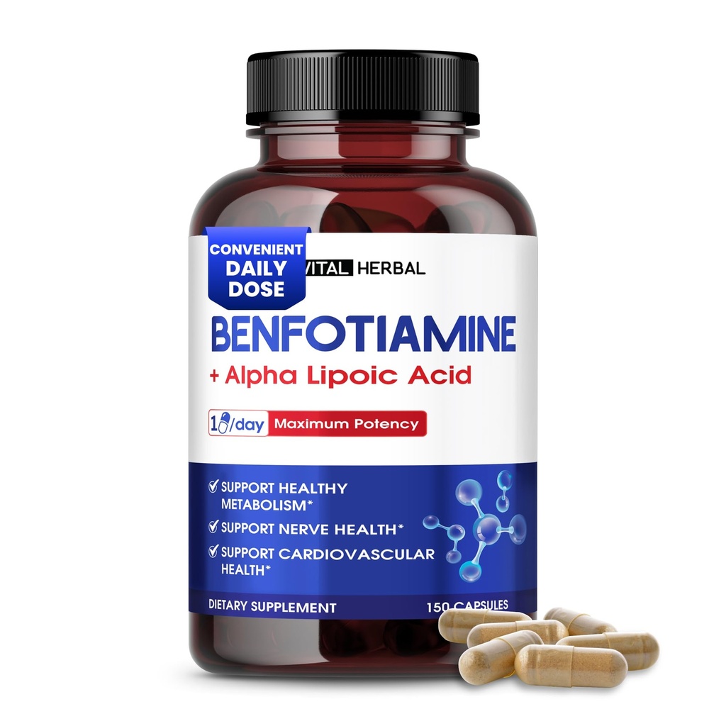 VITAL HERBAL Liposal Benfotiamine dengan Alpha Lipoic Acid - Maksimum Potency- Dukung Kesehatan Metabolisme - Dibuat di Amerika Serikat