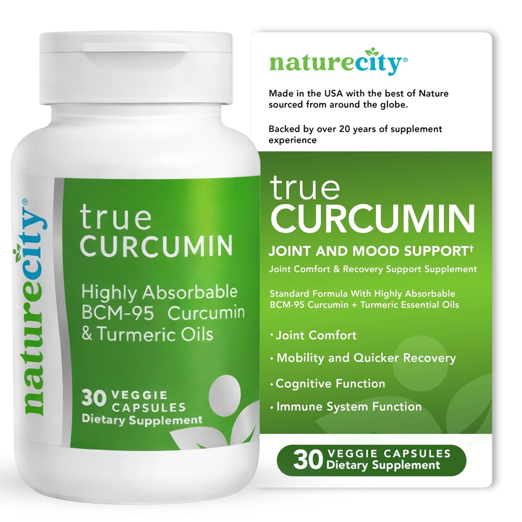 NaturreCity True- Curcumin Turmeric Suplement: 124; Non- GMO Tumeric dan Curcumin 500mg Cakuma Campsules Suplemen Vitamin 124; Up to 700% Increase in Absorption (30 Day Suppply)