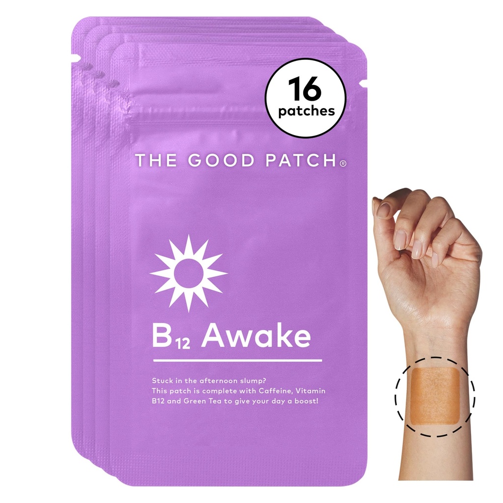 The Good Patch B12 Awake Patch, Natural Patch with Caffeine, B12, and Green Tea Extract, Plant powered Wearable Wellness, Helping to Propince Energy (16 Total Patch)
