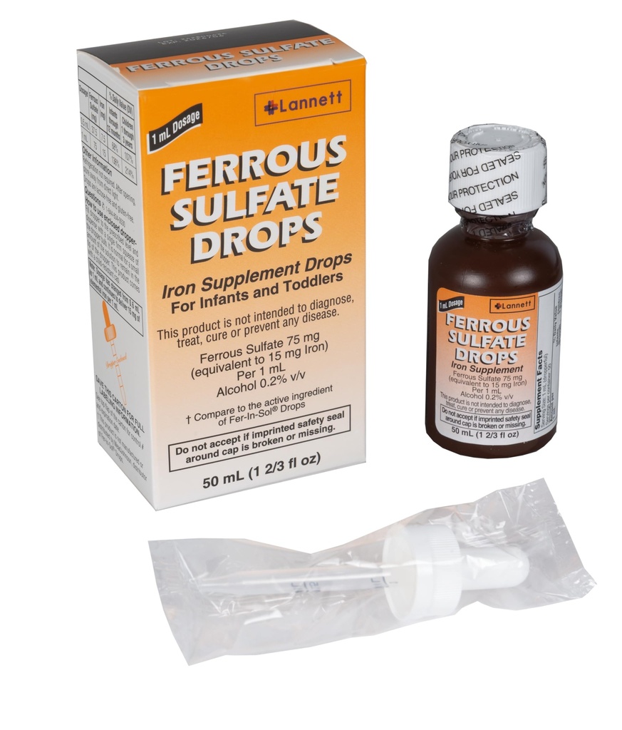 Ferrous Drops Iron Supplement Peppermint Flavor Generik untuk Enfamil Fer-in Sol Iron Suplement Drops untuk Bayi, Toddlers & Children Measure Dropper Termasuk 50 ml per Paket Botol 2
