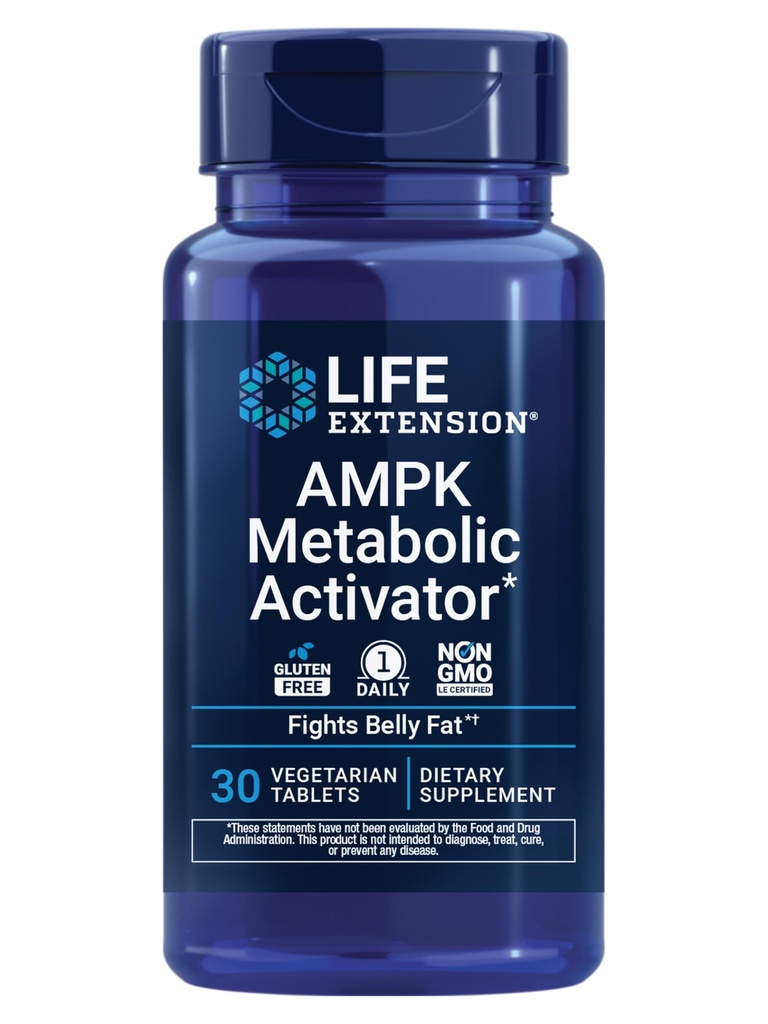 Ekstensi Kehidupan AMPK Metabolic Activator *, Hesperidin, G. pentaphyllum, Fight Belly Fat yang tidak diinginkan, Target Overall Fat, Gluten- Free, Vegetarian, 1-Daily, Non-GMO, 30 Tablet