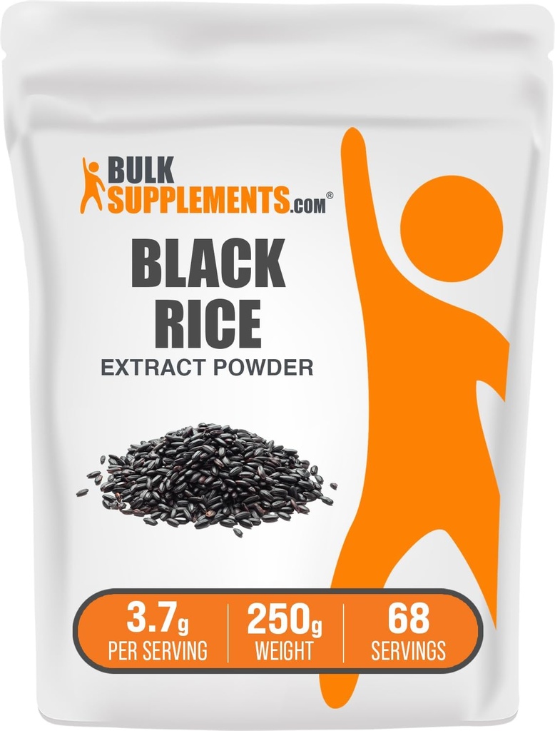 BulkSuppliments.com Black Rice Extract Powder - Black Rice Powder, Gluten Free Supplement - Unflashored, 3.7g per Serving, 250g (8.8 oz) (Paket 1)