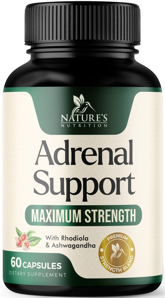 Suplemen Dukungan Adrenal Cortex, Suplemen Energi Terbaik, Support Cortisol Kesehatan & Energi Levels, Daily Ashwagandha for Women & Men, Support Adrenal Fatigue & Ammune System, 60 Capsules