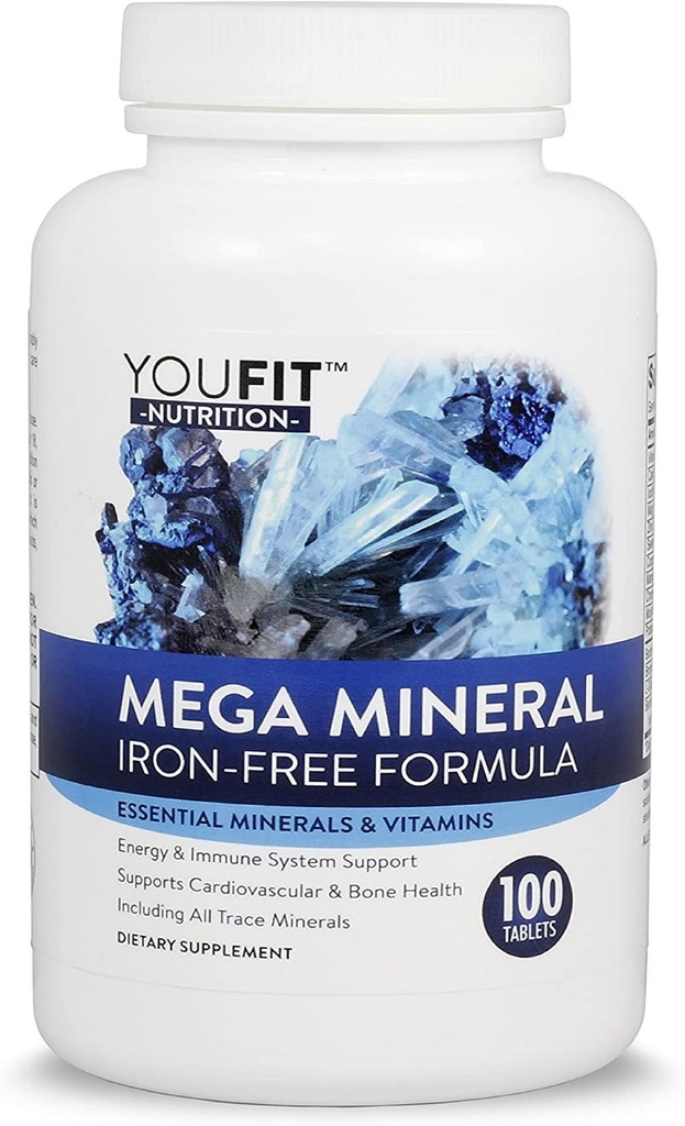 Suplemen Mega Minemium oleh Youfit Nuclection 124; Semua 72 Trace Mineal 124; Premium Formula dengan Sumber Mineral dan Imune Health Support 124; Besi Free 124; Semua dalam One 124g Calcium 500mg Magnesium