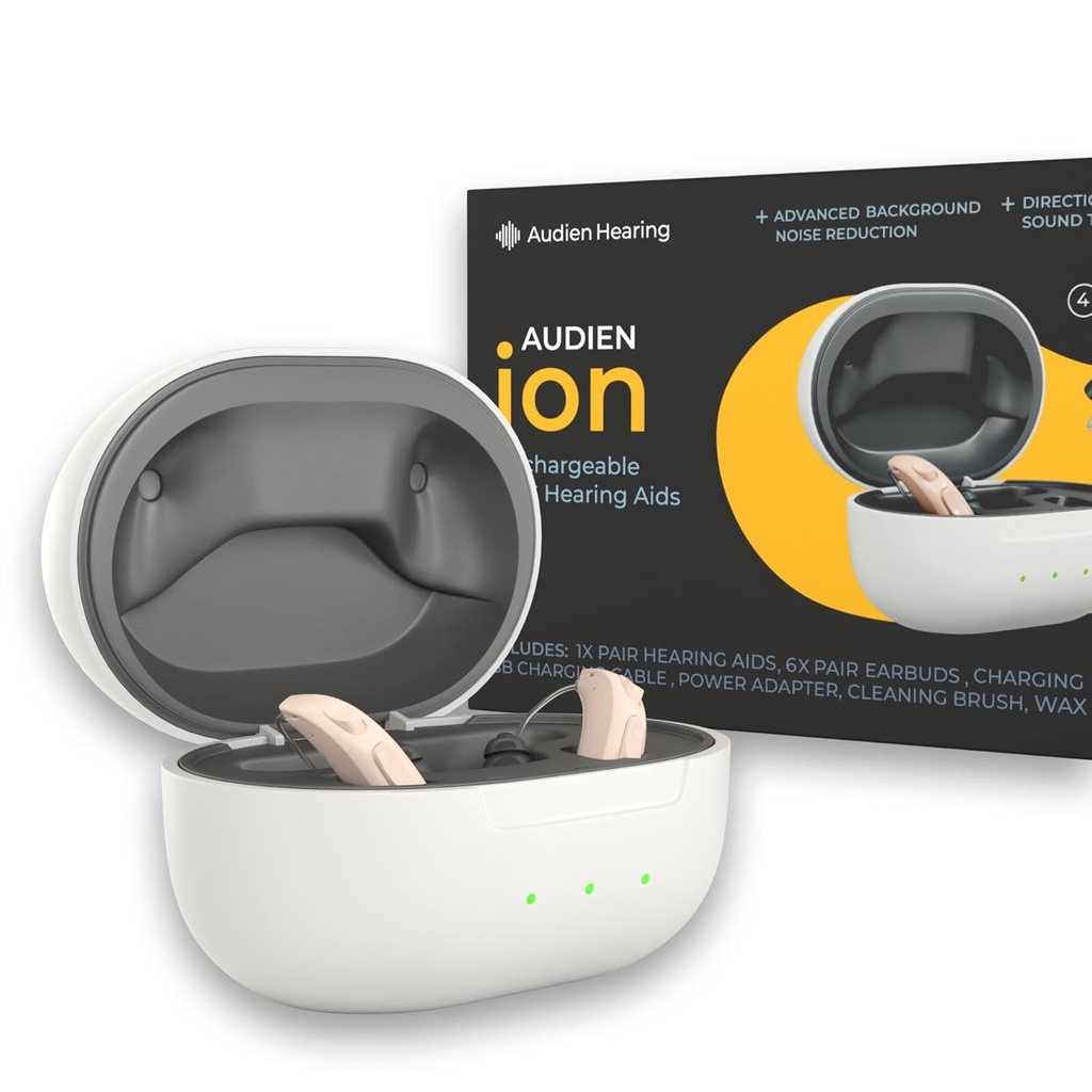Audien Hearing ION Wireless Rechargable OTC Hearing Aid, Premium Comfort Design & Hampir Tak Terlihat