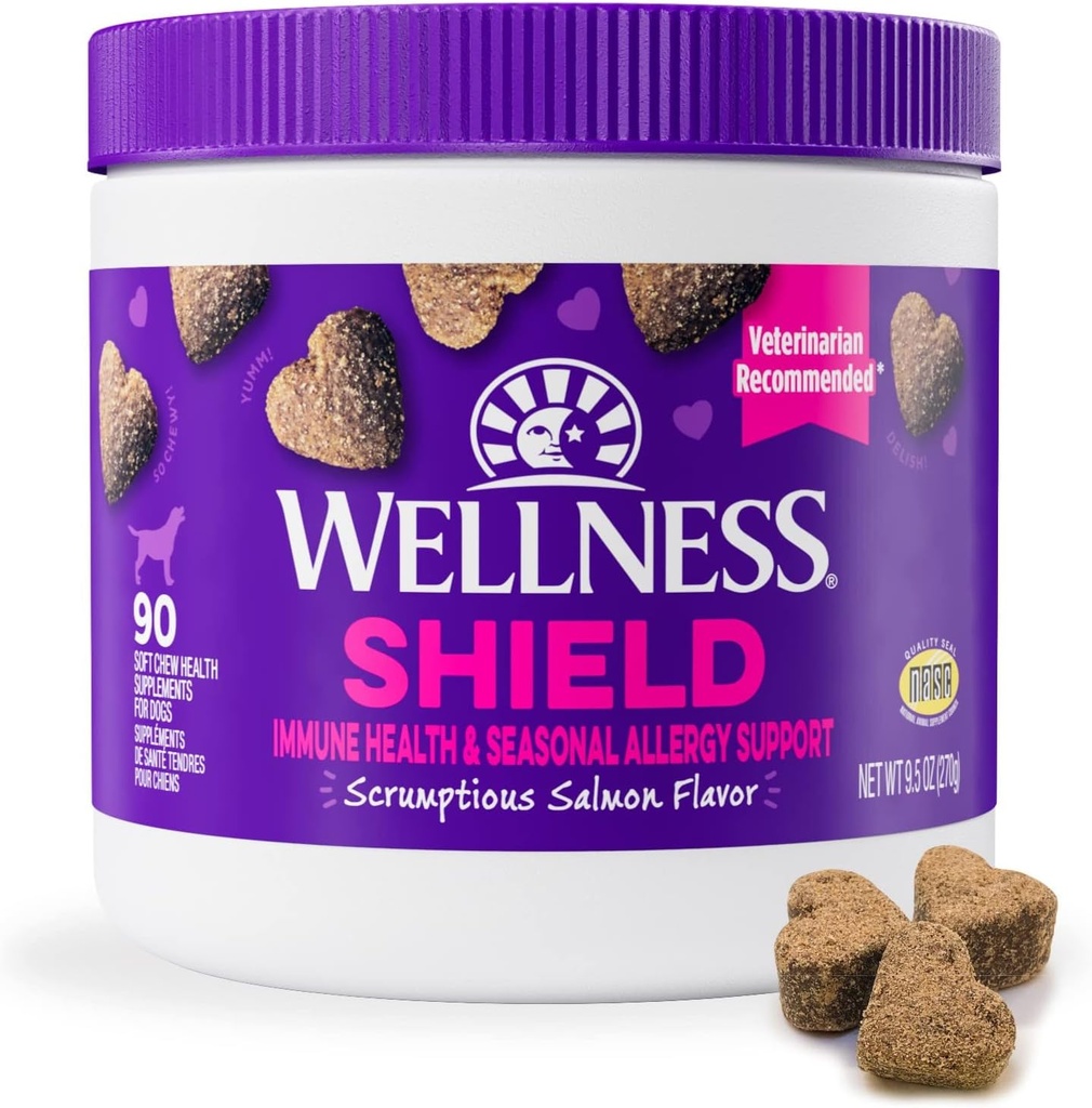 Salmon Wellness Flavared Soft Chew Immune & Allergy Suplemen Anjing, 90 Cacah