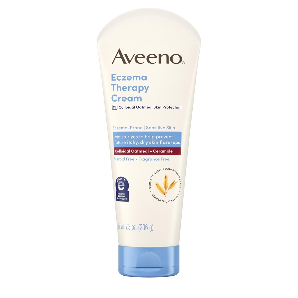 Aveeno Eczema Therapy Daily Moisturizing Body Cream for Sensitive Skin, Sothing Eczema Relief Cream, Colloidal Oatmeal & Ceramide for Dry & Itchy Skin- & Fragrance - Free, 7.3 oz