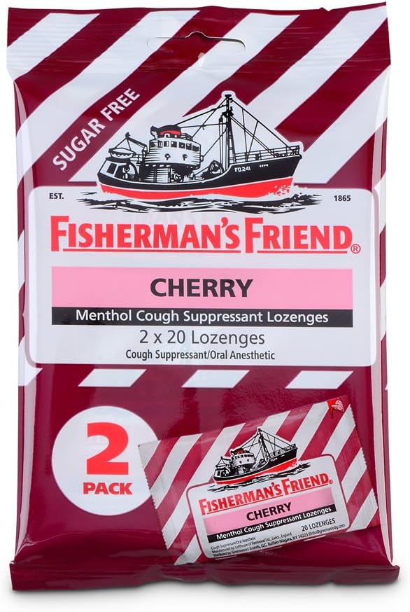 Cough Drops by Nelayan 's Friend, Cough Supressant and Sore Throat Lozenges, Cherry Sugar Free Menthol Flavor, 40 Count