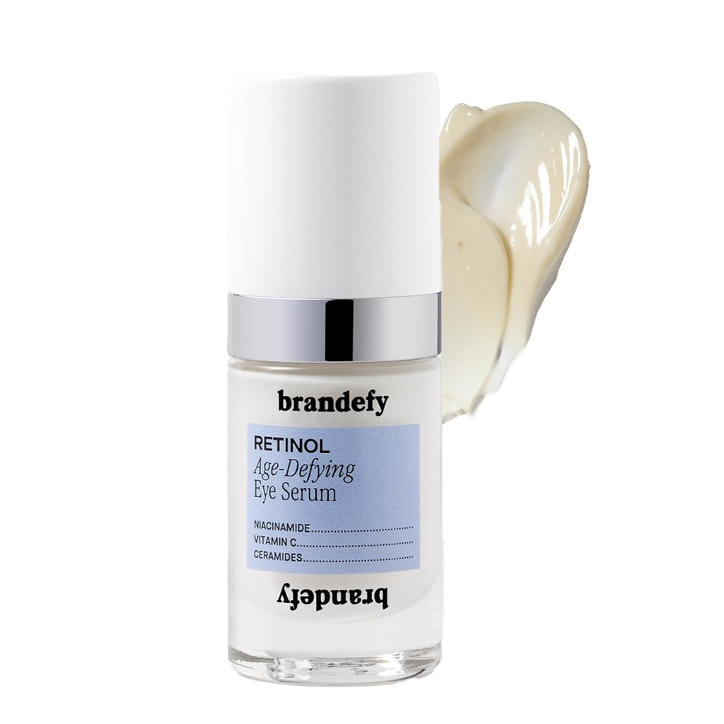 BrandesisRetinol + Niacinamide Anti- Aging Eye Serum - Under Eye Cream for Dark Circles and Wrinkles - Peptide, Caffeine, Vitamin C E Eye Cream - Made in The USA (O.5 Oz)