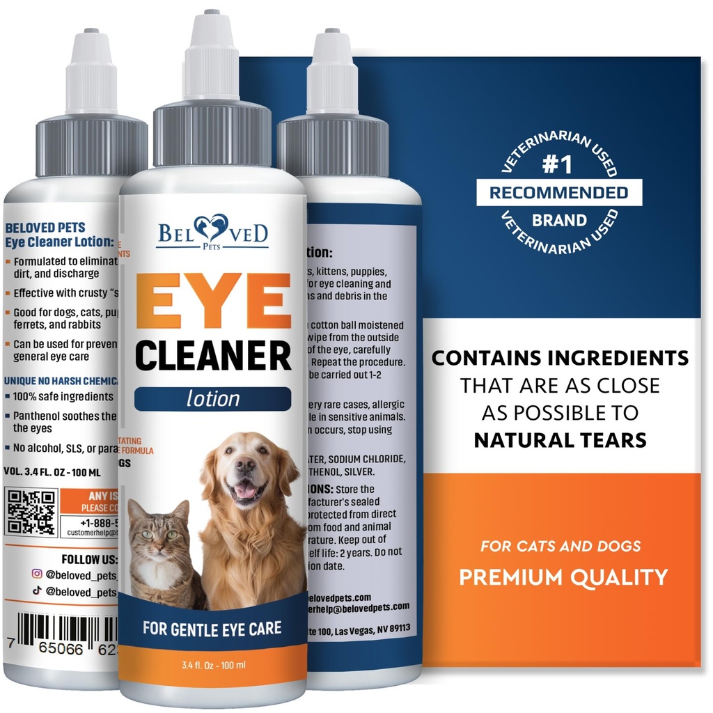 Semua Pets Eye Wash Drops untuk Relieve Pink Eye, Gejala Allergies, Infeksi & Runny, Dry Eyes - Paints-Free Treatment Helps Prevent Abrasions, Irrentations & Conjunctivitis