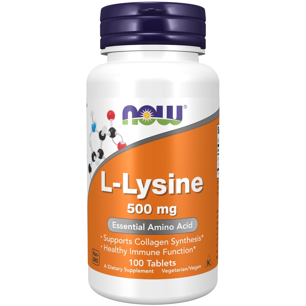 Sekarang Makanan Suplemen, L- Lysine (L- Lysine Hydrochloride) 500 mg, Acid Amino, 100 Cacah (Paket 1)
