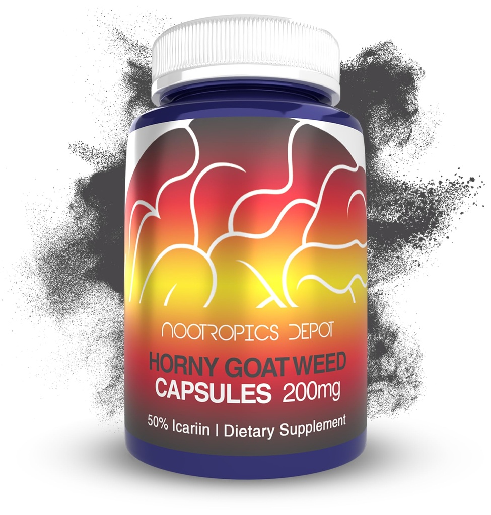 Nootropics Depot Horny Goat Weed Capsules 124; 200mg 124; 30 Count 124; Minimal 50% Athaniin 124; Epimedium brevicornum