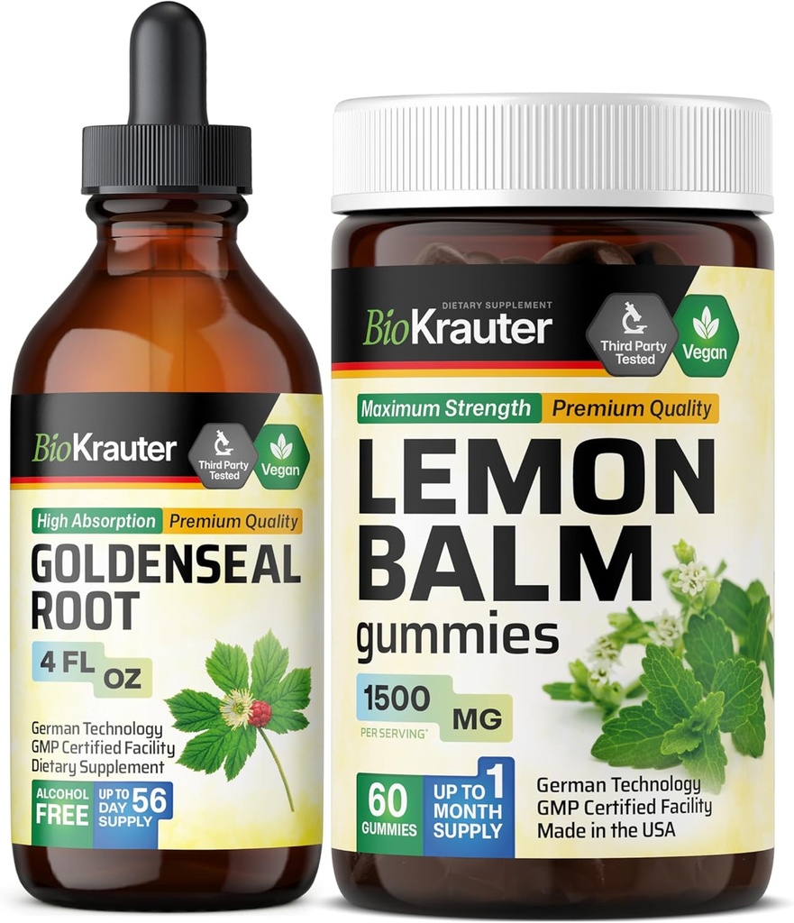 BIO KRAUTER Goldenseal Pengikat 4 Fl Oz. & Lemon Balm 60 Gummies