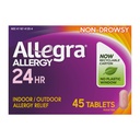 Allegra Dewasa 24- Hour Relief Tablet Allergy, Non- Drowsy Indoor dan Outdoor Allergy Medicine, 180 mg Fexenadine HCI Antihistamin Pill, 45- Count