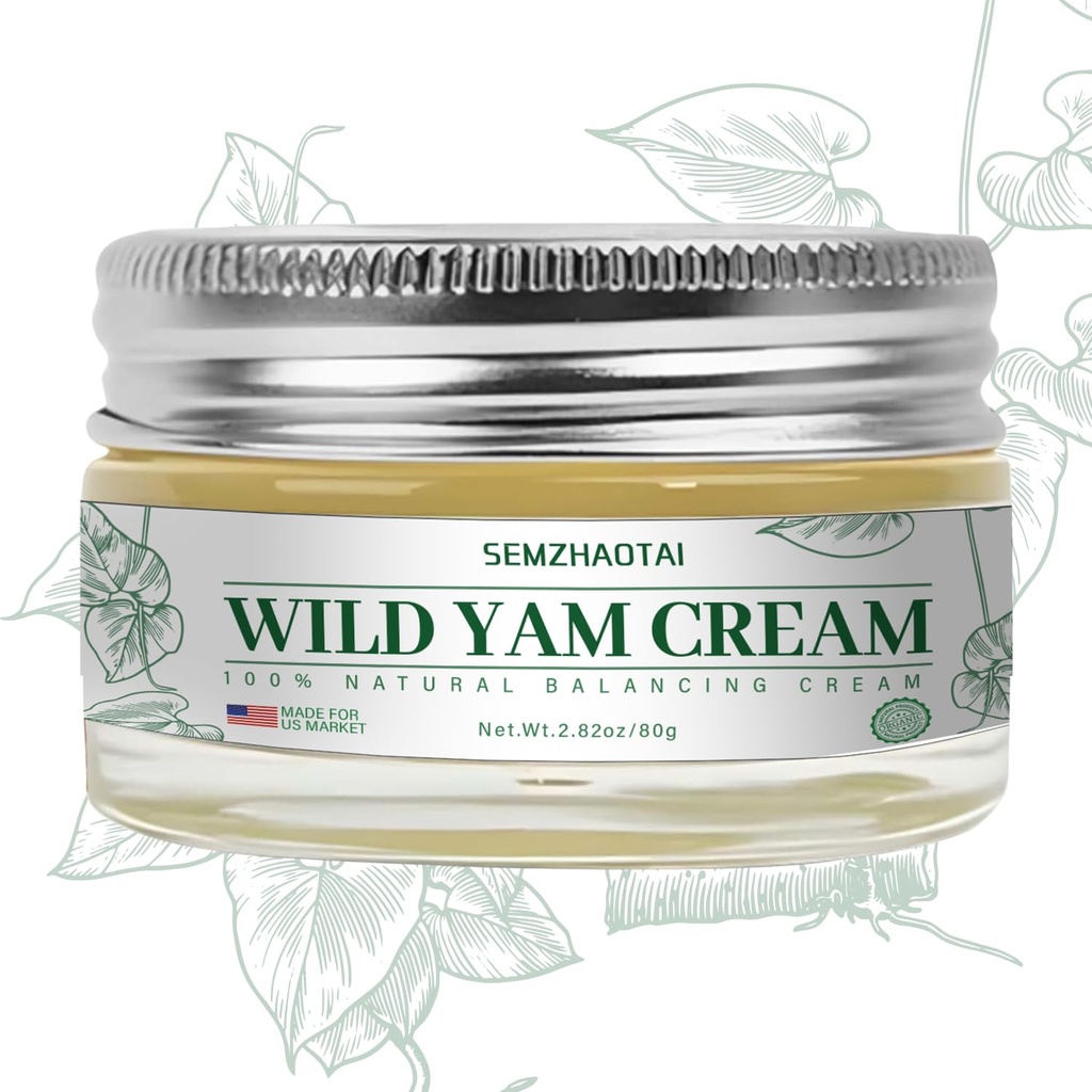 Organik Wild Yam Cream - Hormone Saldo & Menopause Relief, Support Hot Flashes & Night Sweats, 2.82 oz - Dirancang untuk Pasar AS oleh SEMZHAOTAI