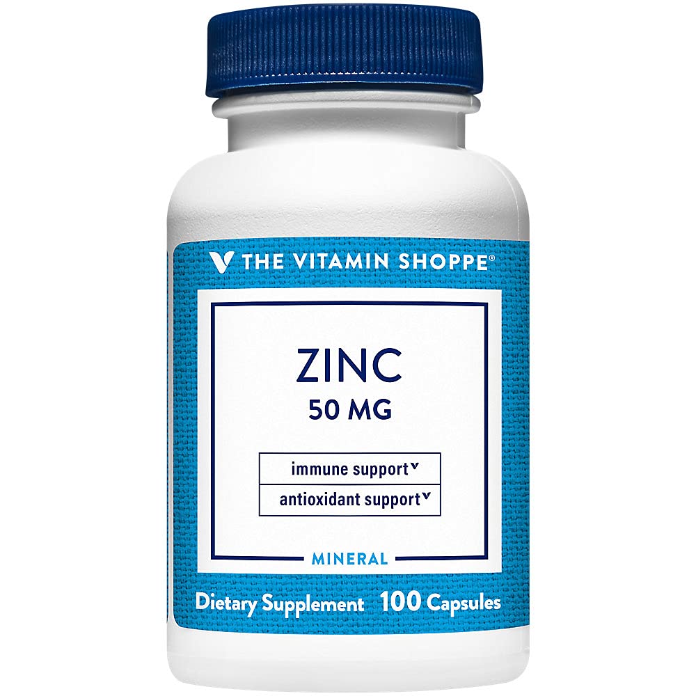 The Vitamin Shoppe Zinc 50MG - Dukungan Imune, Perlindungan Kesehatan & Antioksidan, EsculMineral (100 Kapsul)