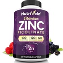 Nutrivein Premium Zinc Picolinate 100mg - 120 Capsules for Dewasa: Suplemen Absorpsi Tinggi Zinc Picolinate - Escuble Ninate Overall Wellness - Max Bioavability