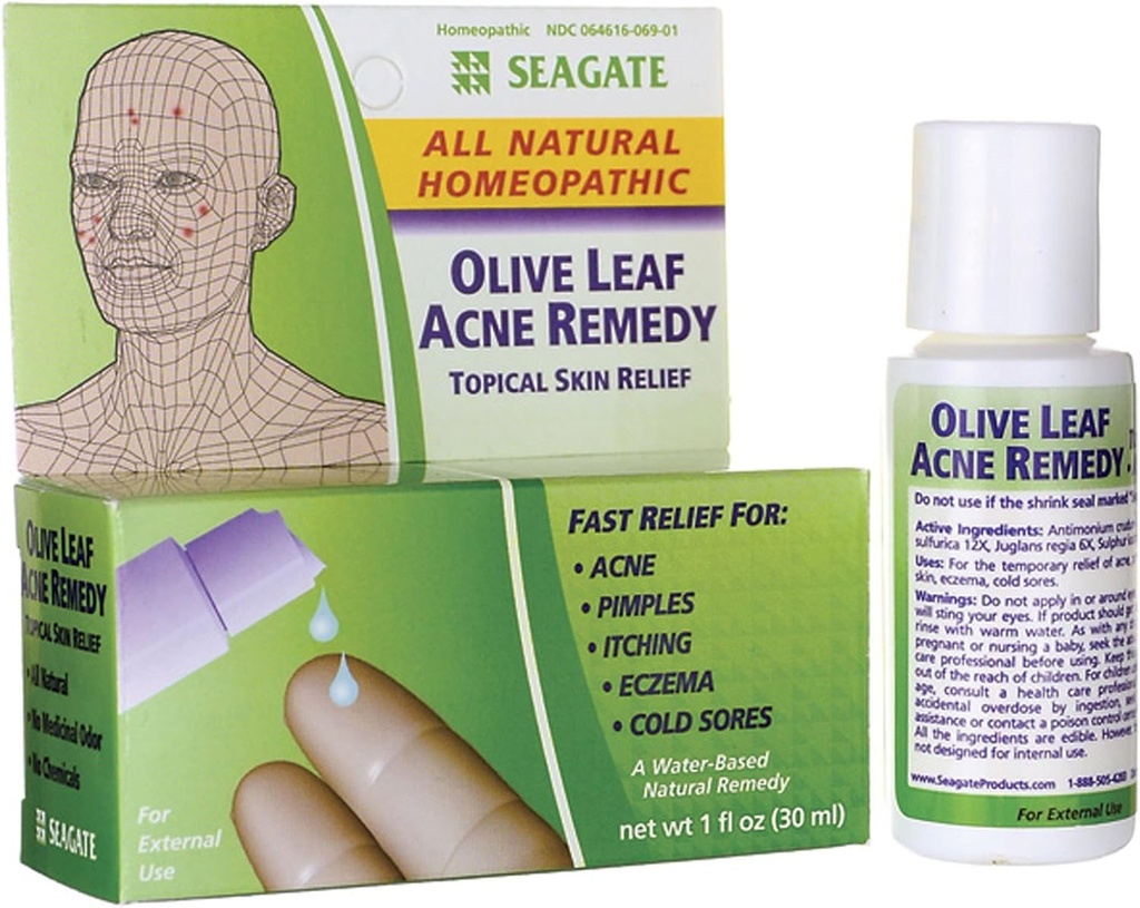 Seagate Product Homeopathic Olive Leaf Natural Acne Remedy (Pack of 1) 1 Ounce