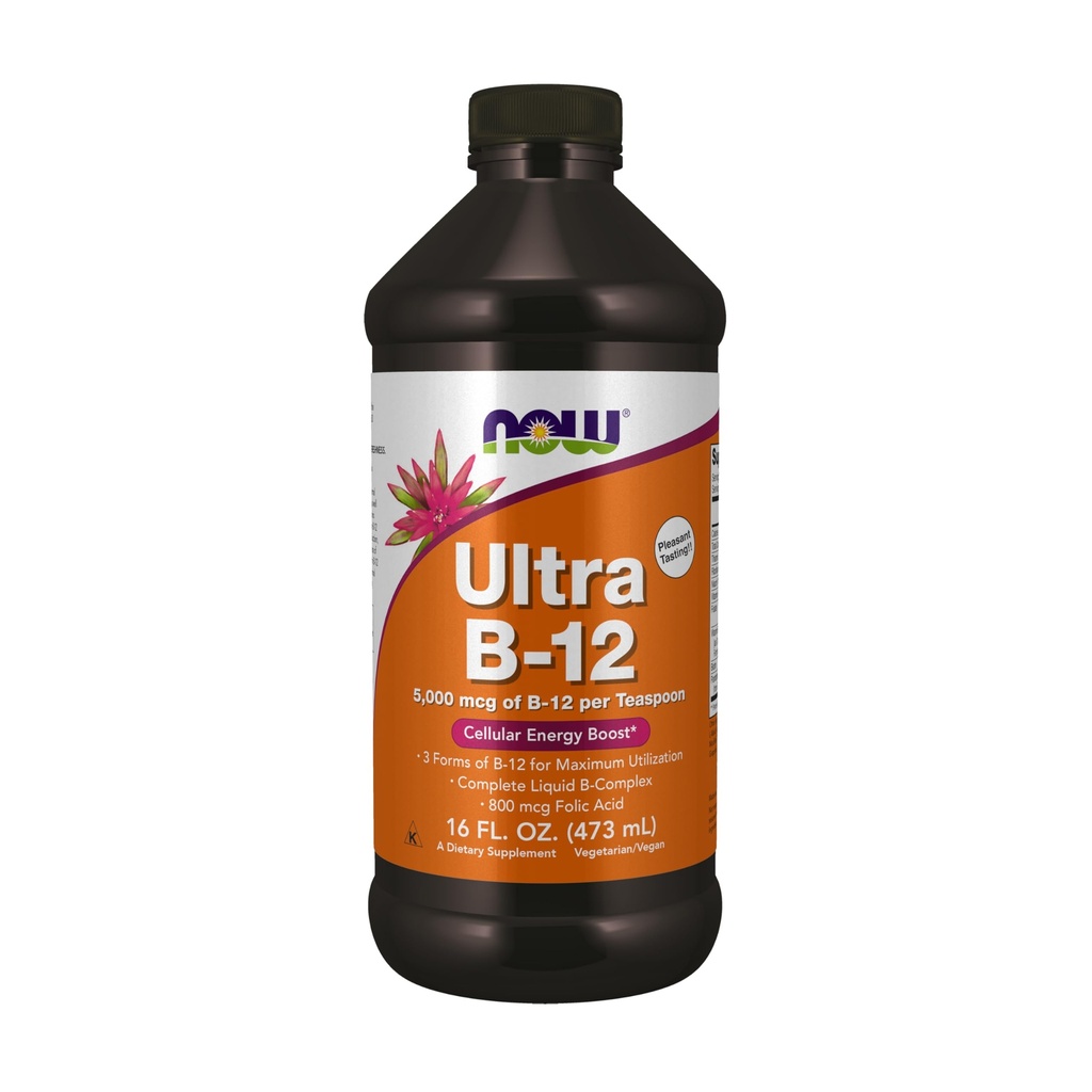 Suplemen Makanan SEKARANG, Ultra B-12, Liquid, 800 mcg Acid Folic, Produksi Energi Cellular *, 16- Ounce