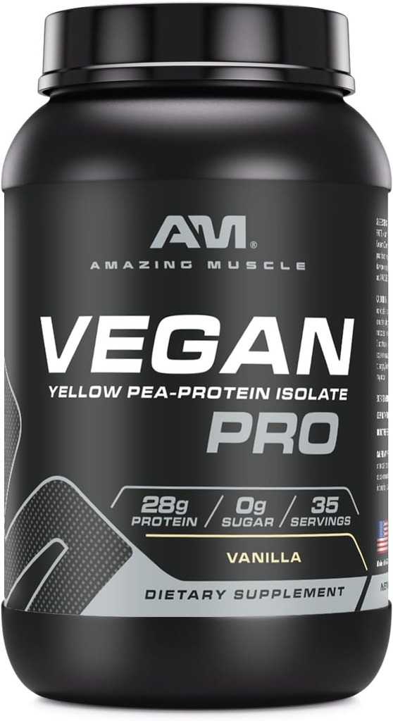 Amazing Muscle Vegan Powder 124; 28 Grams Protein 124; 34 Servings (3 Lb, Vanilla)