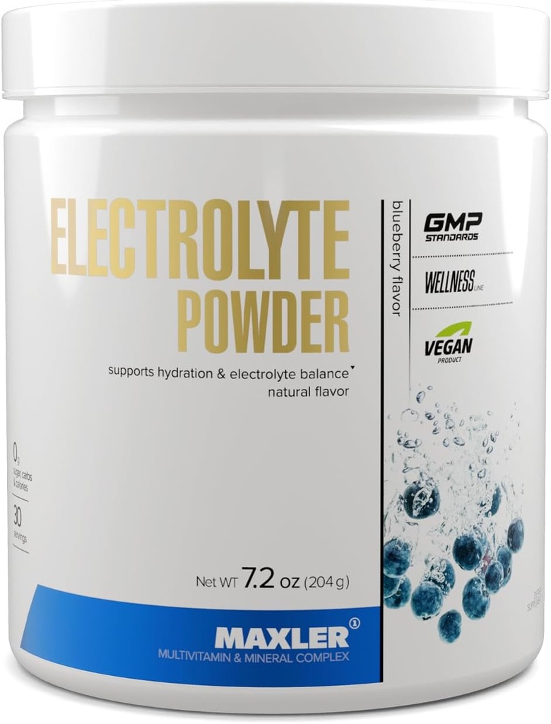 Maxler Electrolite Powder - Hidration Powder Electrolite Drink Mix dengan Trace Mineral Complex - Keto Electrolytes Powder dengan Natural Flavors dan Sweeteners - 30 Servings - Blueberry