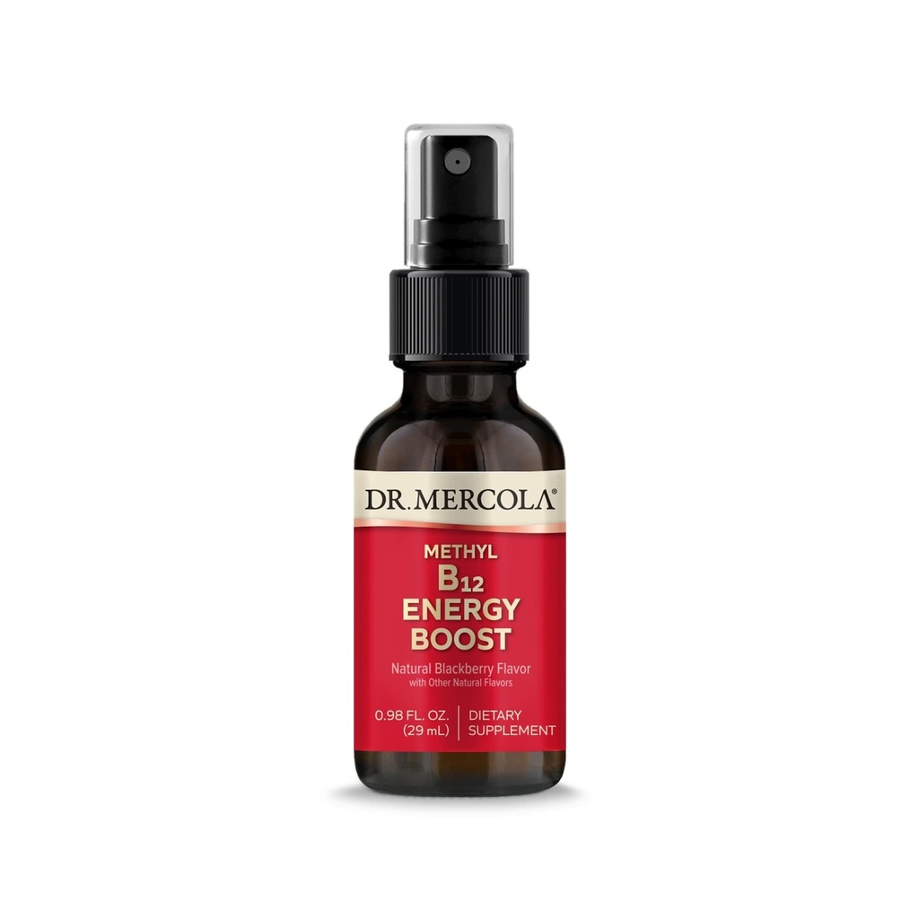Dr. Mercola Metil B12 Energy Boost Spray, 0.98 FI. Oz (29 mL), 39 pelayan, 1.000 mcg Per Serving, Suppplemen Dietary, Mensupport Mintal Focus, Non-GMO