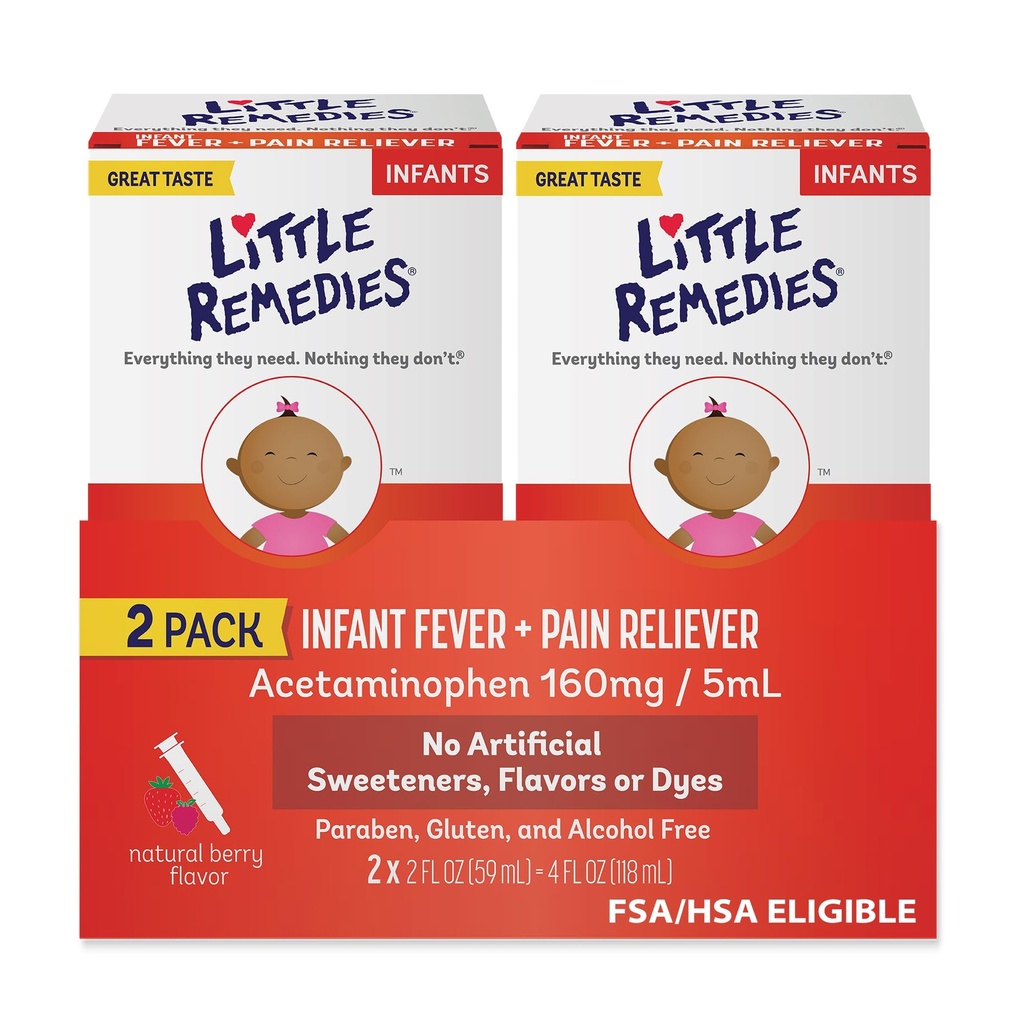 Little Remedies Fever & Pain Reliever, Natural Berry Flavor, 2 Fl Oz (Paket 2)
