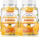 Softbear Potasium Citrate 1000mg, Sugar Free Potasium Gummies for Dewasa Mendukung Kram Leg & Muscle Health Tinggi Potensi Tambahan Gummies Orange Flavor 120 Count